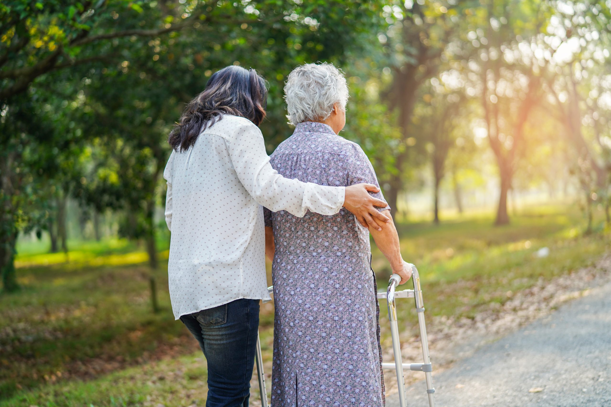 Caregiver assisting with recovery