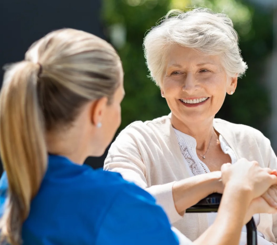 Caregiver with elderly client
